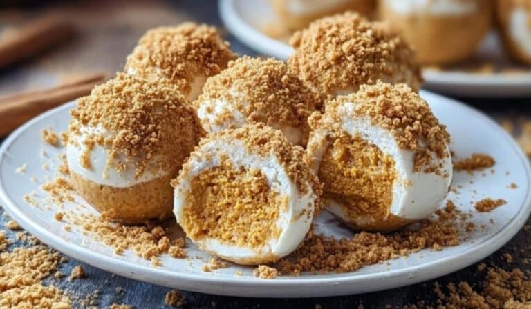 No Bake Pumpkin Cheesecake Balls with creamy texture