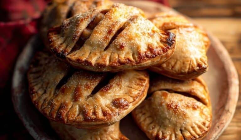 Apple Hand Pies served on a rustic ceramic plate