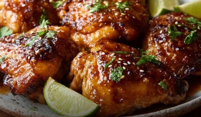 Ina Garten Indonesian Chicken Recipe served with herbs and lime