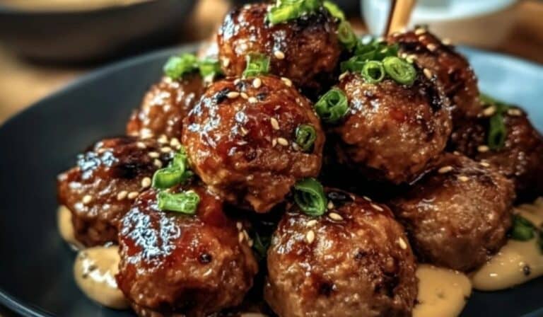 Sticky Korean BBQ Meatballs with Gochujang Glaze